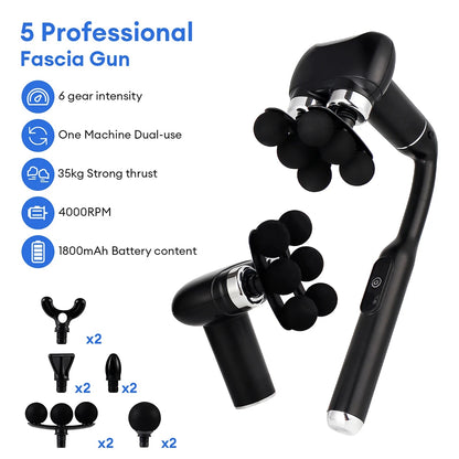 6-Heads Handhel Fascia Gun Electric Deep Tissue High Frequency Vibration Massage for Arms Back Legs Full Body masajeador
