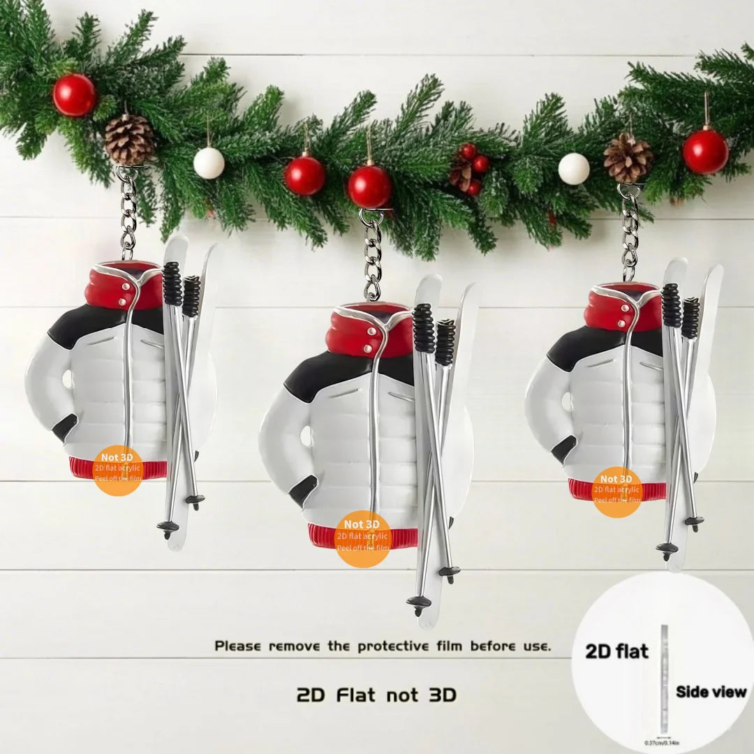 Ski Accessories Pendant Keychain Sports Themed 2D Flat Acrylic Ornament Charms Hanging Decoration for Car Bag Festive Party Gift