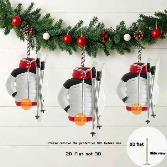 Ski Accessories Pendant Keychain Sports Themed 2D Flat Acrylic Ornament Charms Hanging Decoration for Car Bag Festive Party Gift