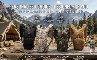 Tactical Hydration Backpack with 3L Water Bladder, Large Capacity Outdoor Hiking Pack for Camping, Cycling and Running