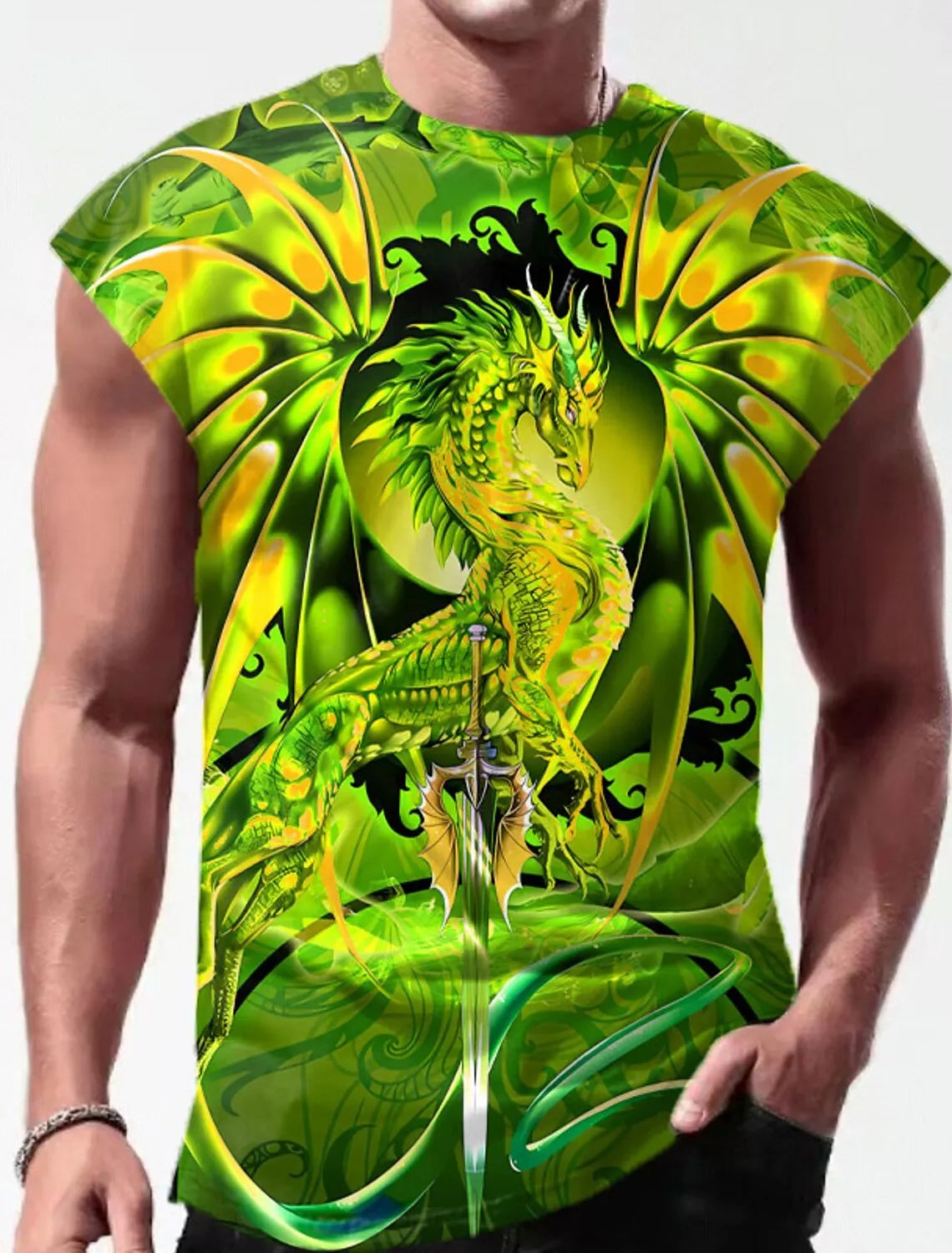 Outdoor Sacred Beast Phoenix Print Sports Quick Dry Sleeveless Breathable Vest Men's Clothing Fashion Four Seasons Y2K Fnaf Gym