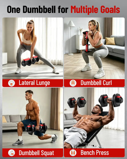 Adjustable Dumbbell Set, 52.5/90 lbs Adjustable Weights Dumbbells, Custom
