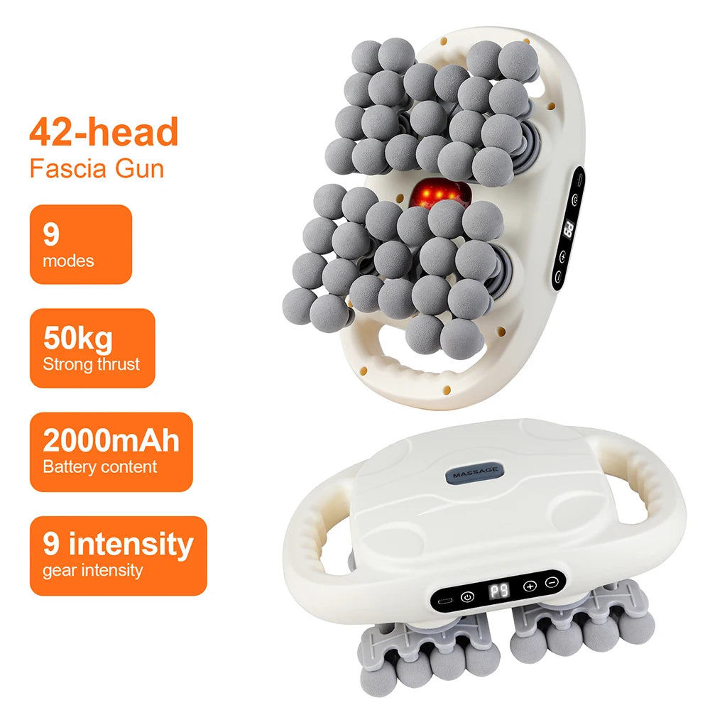 42 Heads Fascia Gun High-Frequency Vibration Deep Body Massage Device Back Waist Thigh Massager Neck Shoulder Muscle masajeador