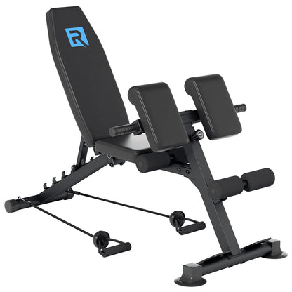 Adjustable Roman Chair Hyperextension Bench, 5mm Thick Steel Frame 660LBS Static Load 330LBS User Weight Capacity with 2 Resistance Bands Multi-Position Adjustment Suction Cup Anti-Slip Base for Home Gym Full Body Strength Tr