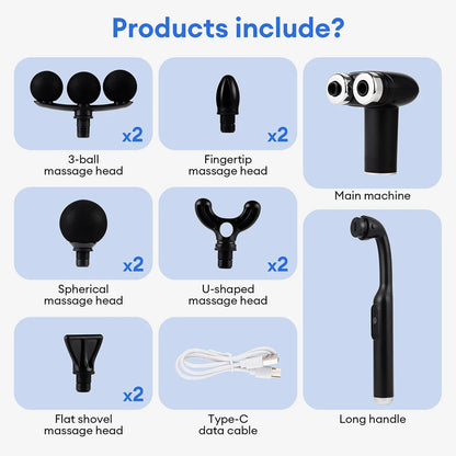 6-Heads Handhel Fascia Gun Electric Deep Tissue High Frequency Vibration Massage for Arms Back Legs Full Body masajeador