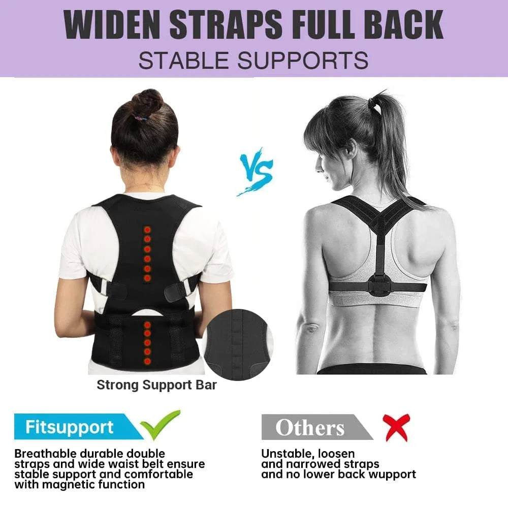 Back Brace Posture Corrector,Magnetic Lumbar Back Support Belt-Back Pain Relief,for Lower and Upper Back Pain Men & Women