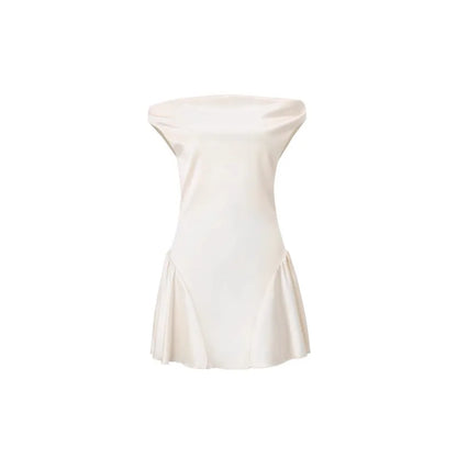 Women's Clothing 2026 Autumn French Sexy Pure Desire Sweet Temperament Waist Satin Dress Short Skirt