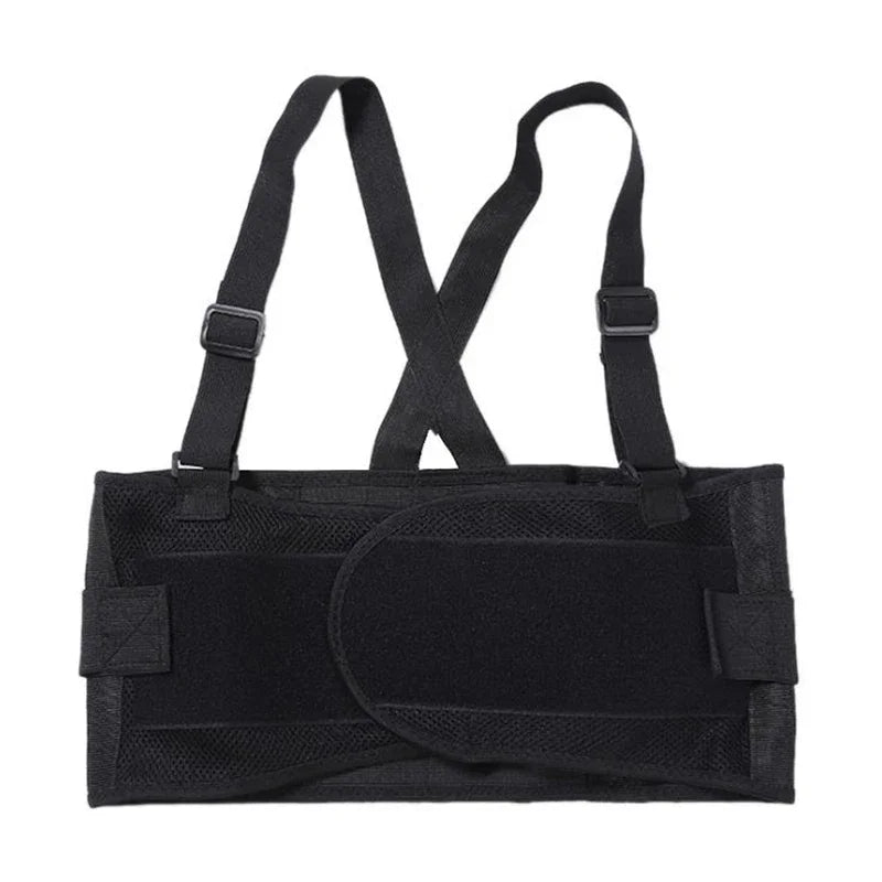 Weightlifting Belt - Heavy-Duty Lumbar Support Back Brace with Adjustable Suspenders for Gym, Fitness & Sports Injury Prevention