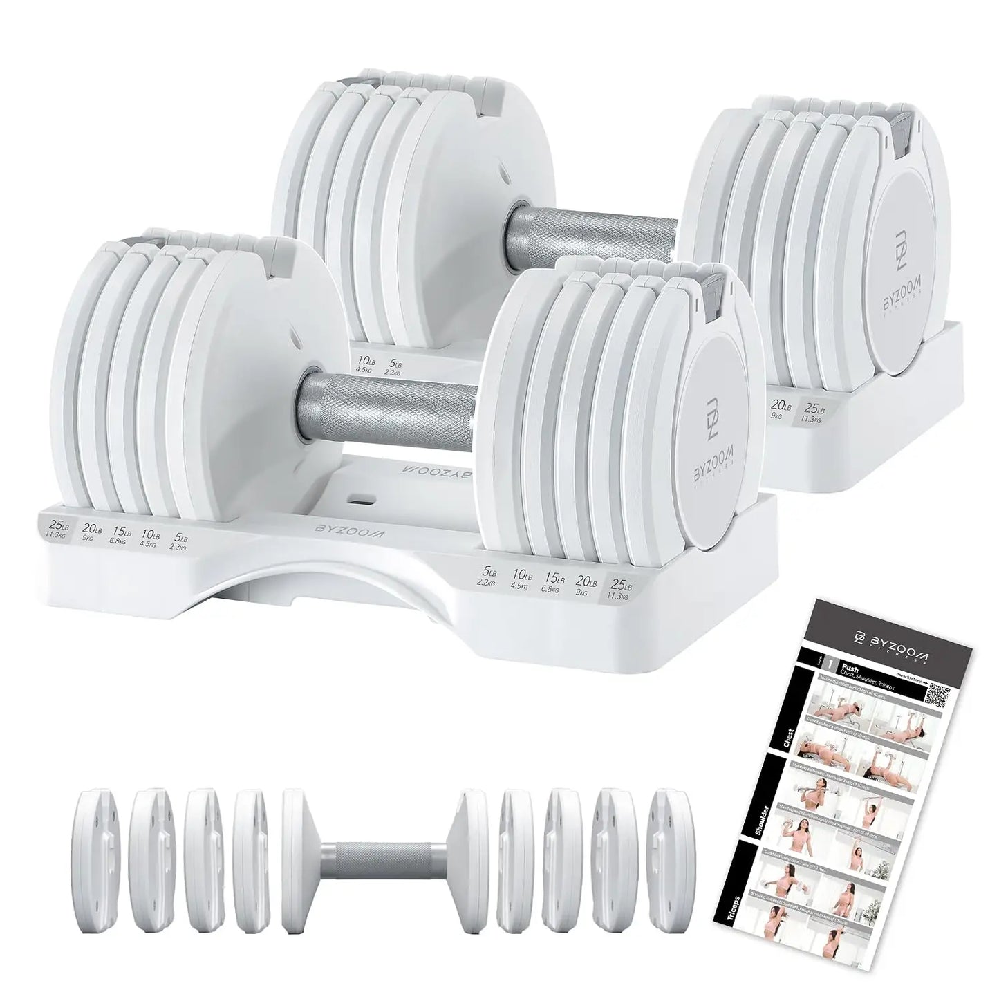 Pure Series Adjustable Dumbbell - 12.5/25/27.5/50/55/75lb - ONE UNIT OR PAIR(check QTY before purchase) - 5-in-1/, Custom