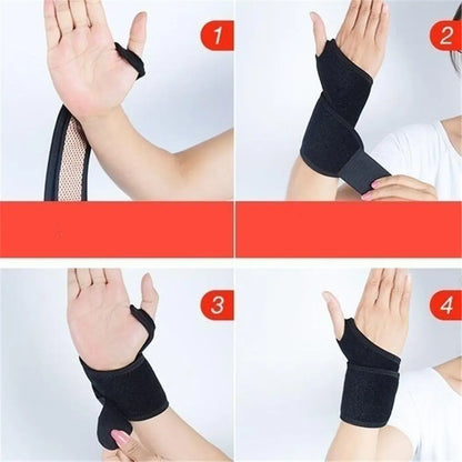 1 Pair Tourmaline Self-Heating Wrist Brace Sports Protection Wrist Belt Far Infrared Magnetic Therapy Pads Braces Health Care