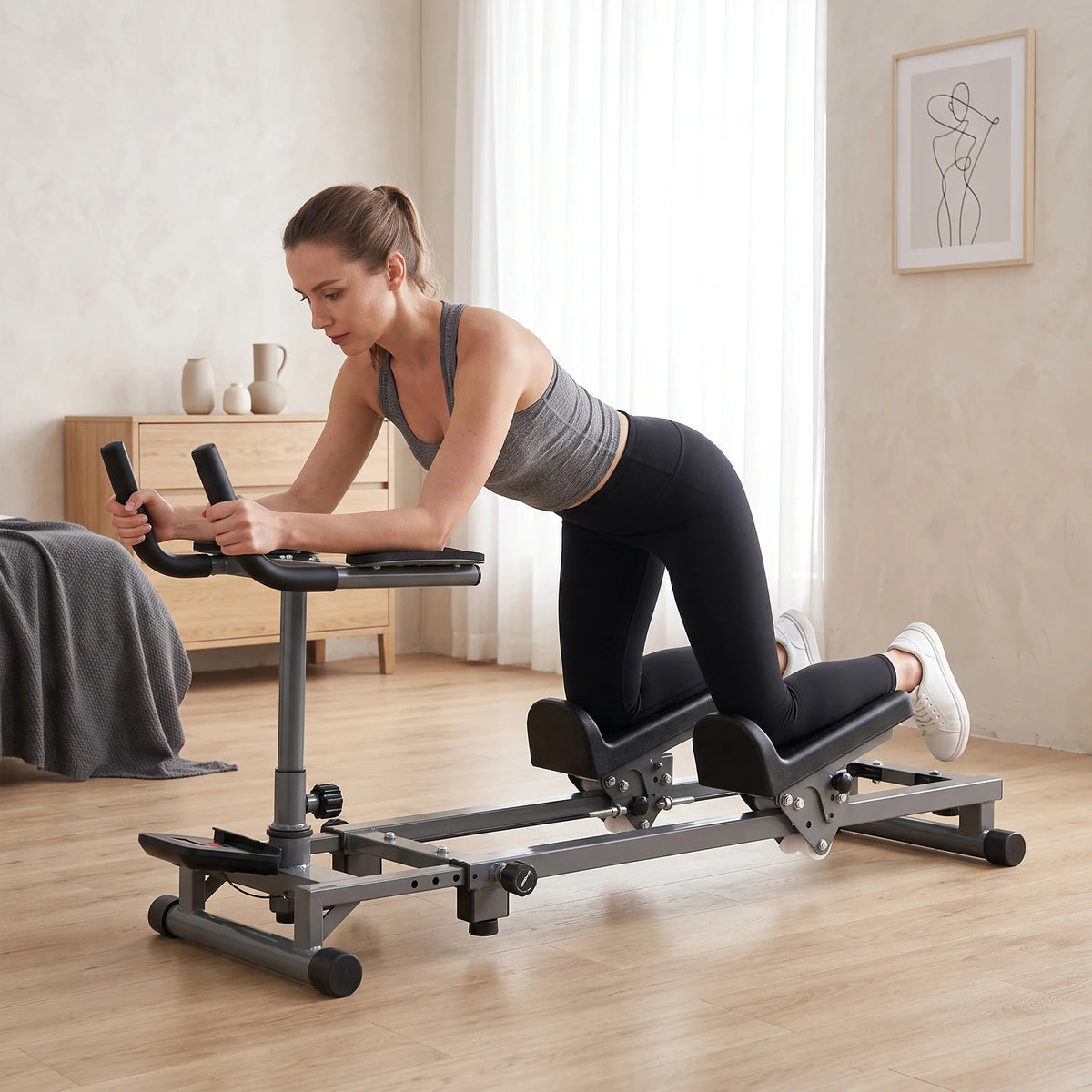 Primal Crawl & Spine Twist and Stretch Trainer – Full Body Low-Impact Cardio Machine with Adjustable Hand Grips, Knee Support & Steel Frame, Home Gym Equipment