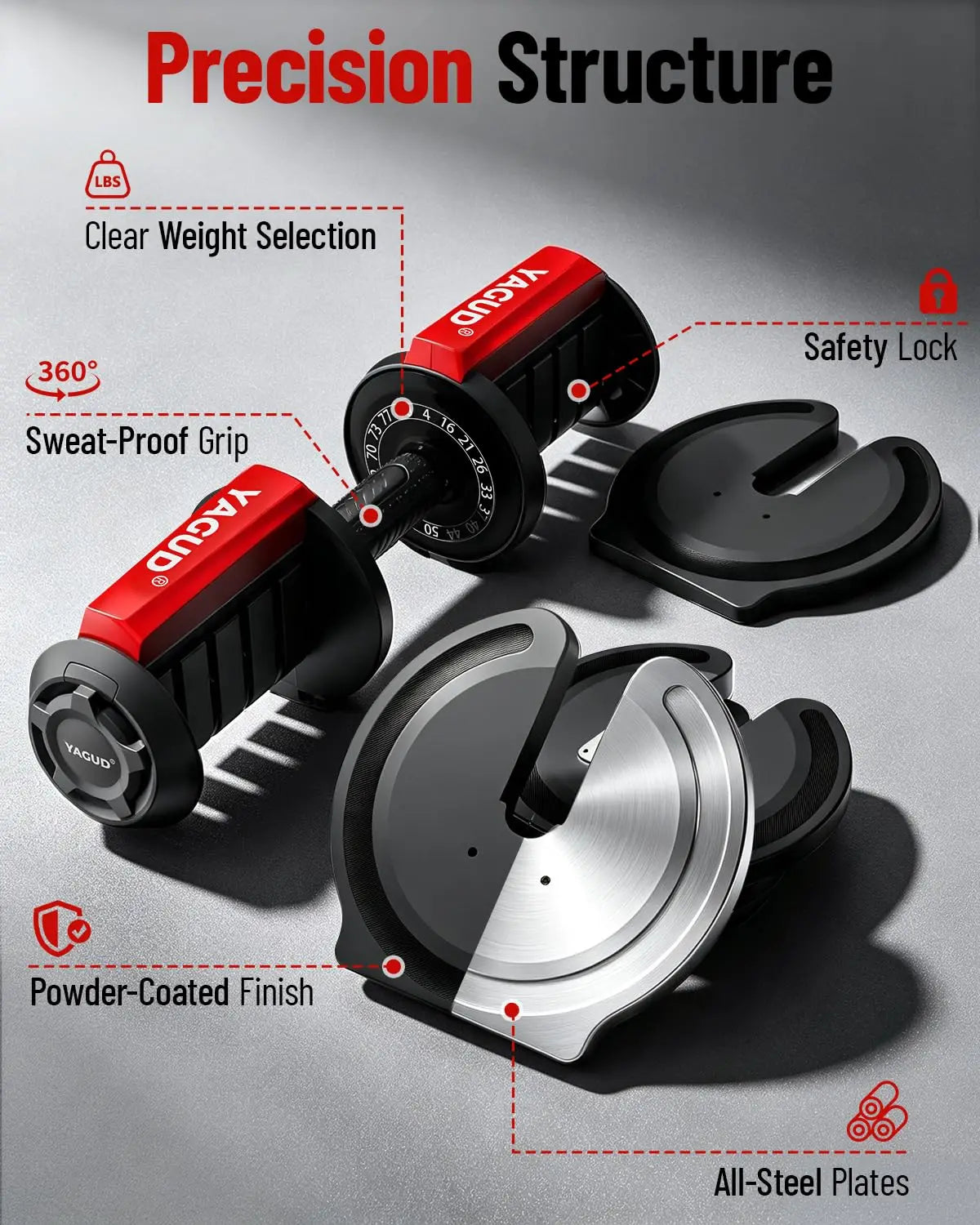 Adjustable Dumbbell Set, 52.5/90 lbs Adjustable Weights Dumbbells, Custom