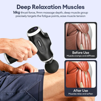 High Power Fascia Massage Gun Replaceable Massage Heads High-Frequency Vibration Body Massage Gun Full Body Muscle Relaxation