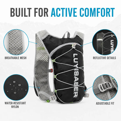 Lightweight Cycling Hydration Backpack Reflective Running Vest Water Resistant Trail Pack for Hiking Marathon Men Women