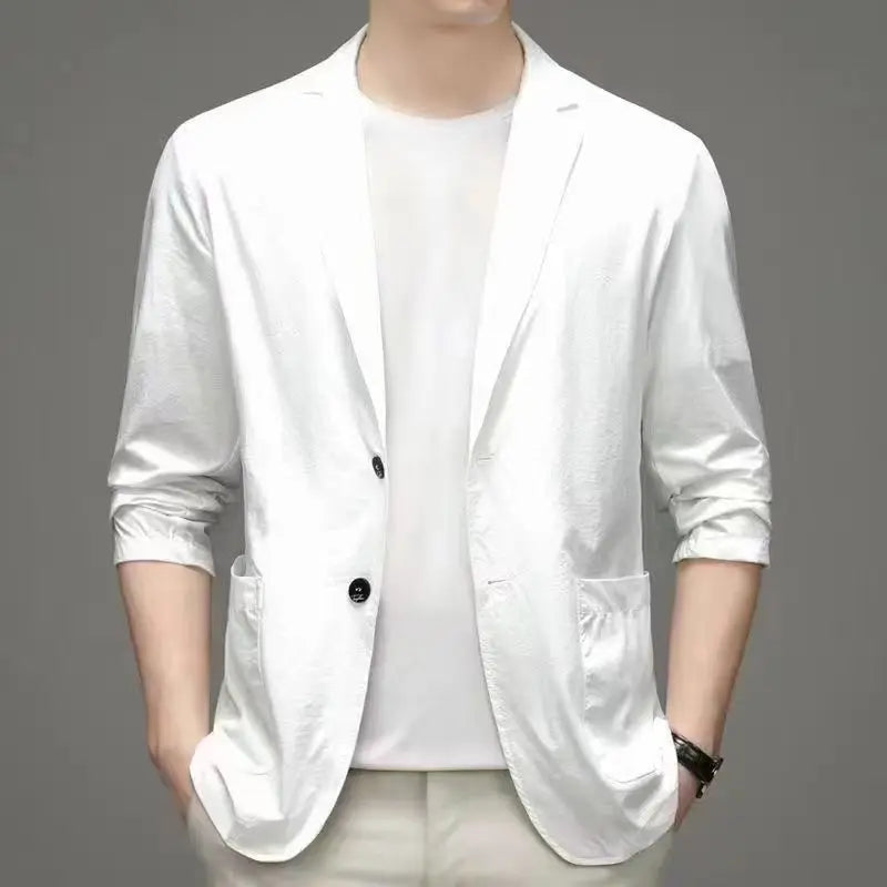 Men's Ice Silk Western-style Clothes Casual Suit Jackets Breathable Sun Protection Coats Lightweight Spring Summer Men Clothing