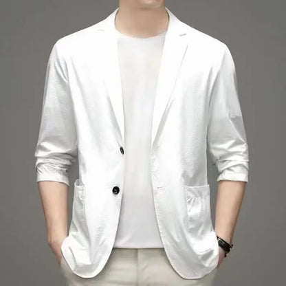 Men's Ice Silk Western-style Clothes Casual Suit Jackets Breathable Sun Protection Coats Lightweight Spring Summer Men Clothing