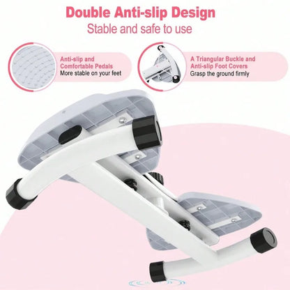 Adjustable‑Resistance Twist Stepper for Home Workout, Mini Stair Step Exercise Machine with Resistance Bands, Quiet Fitness Pedal Trainer for Legs, Hip, Waist & Full‑Body Training