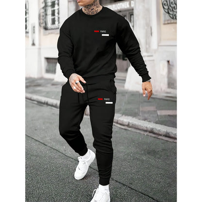 Printed men's two-piece fashion clothing set printed hoodie and sweatpants sweatshirt and jogging pants set clothes for men