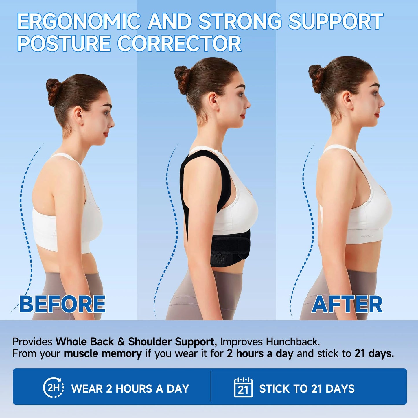 Posture Corrector Back Brace Adjustable Back Support for Women and Men Shoulder Straightener Neck Upper Lower Back Pain Relief