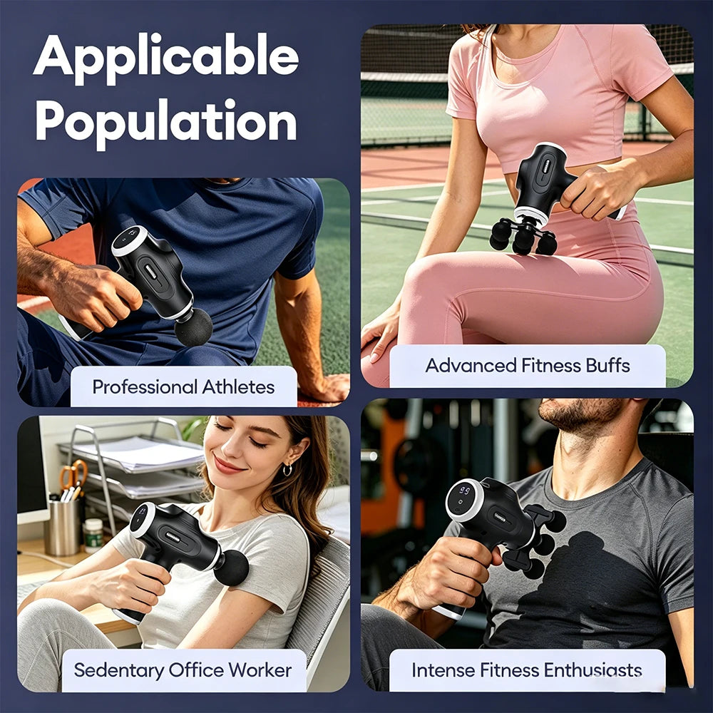 High Power Fascia Massage Gun Replaceable Massage Heads High-Frequency Vibration Body Massage Gun Full Body Muscle Relaxation