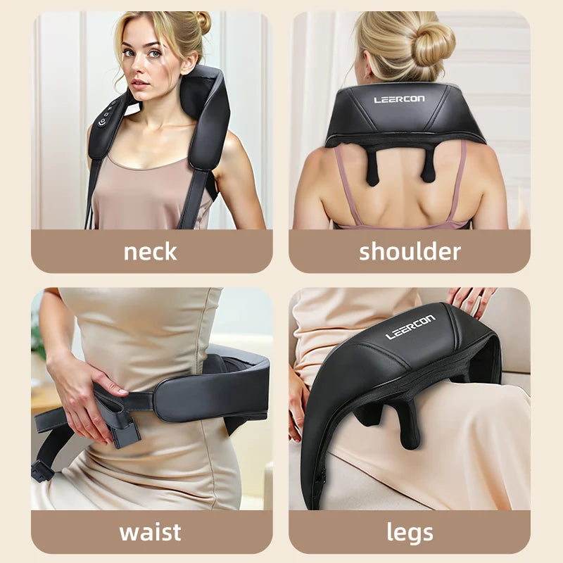 4D Shiatsu Neck and Shoulder Massager With Heat Electric Back Massagers Kneading Massage Pillow Full Body Muscle Dropshipping Home Car Use,Best Gift
