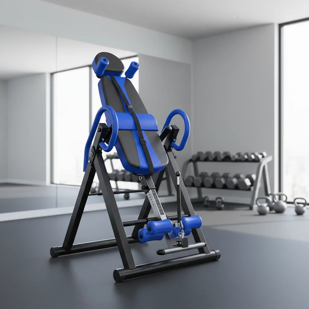 Heavy Duty Inversion Table with Headrest & Adjustable Protective Belt Back Stretcher Machine for Pain Relief Therapy