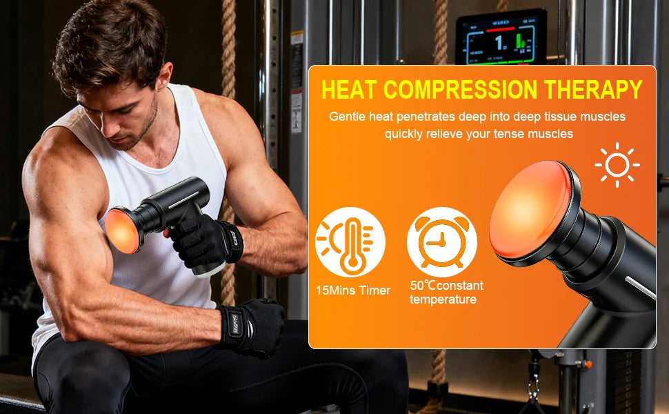 Deep Tissue Massage Gun with Heat Cold 6 Speeds Handheld Percussion Massager Fascia Gun For Body Back Neck Leg Massage Tools