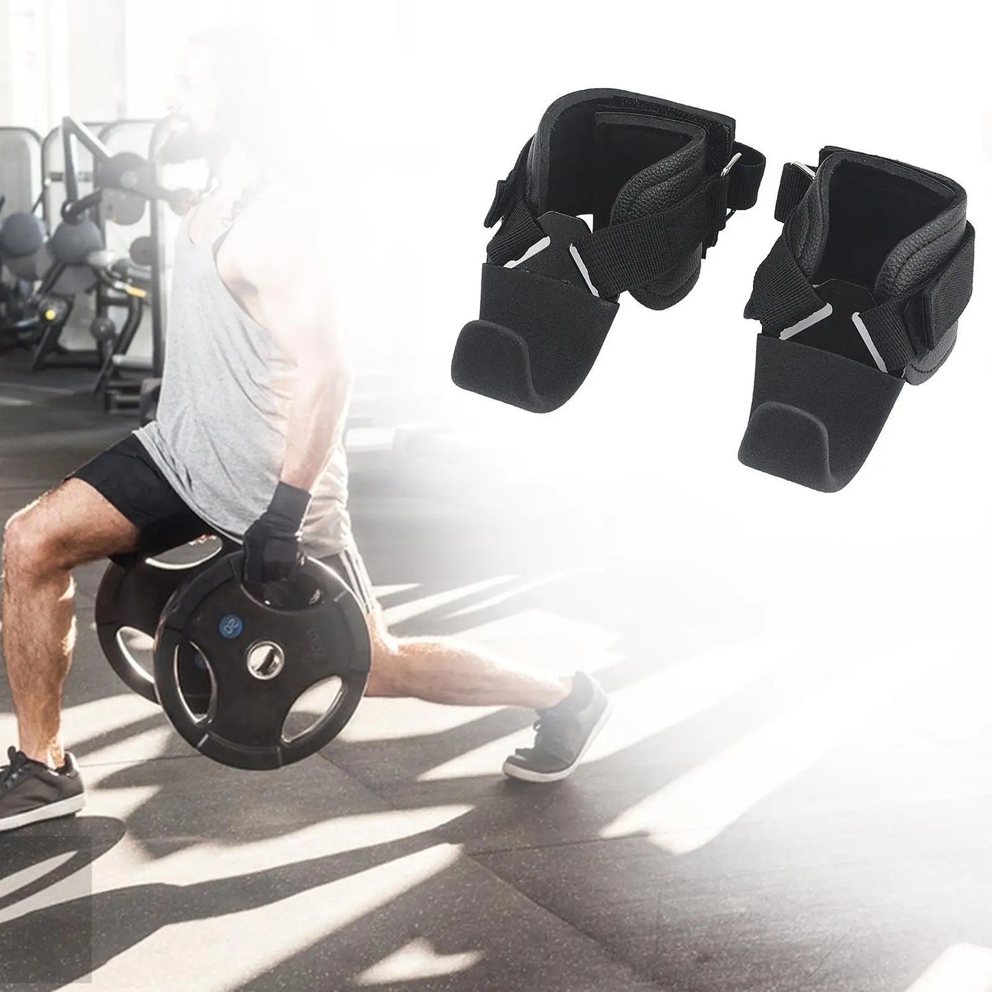 Weight Lifting Hooks Pair Practical Adjustable Grips Pull up Bar Hanging Hooks for Shrugs Strength Training Fitness Gym Deadlift