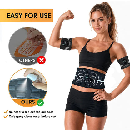 Abdominal Toning Belt Smart Abs Muscle Toner Body Arm Massage Fitness Belt USB Recharge Home Gym Office Workout Equipment Unisex
