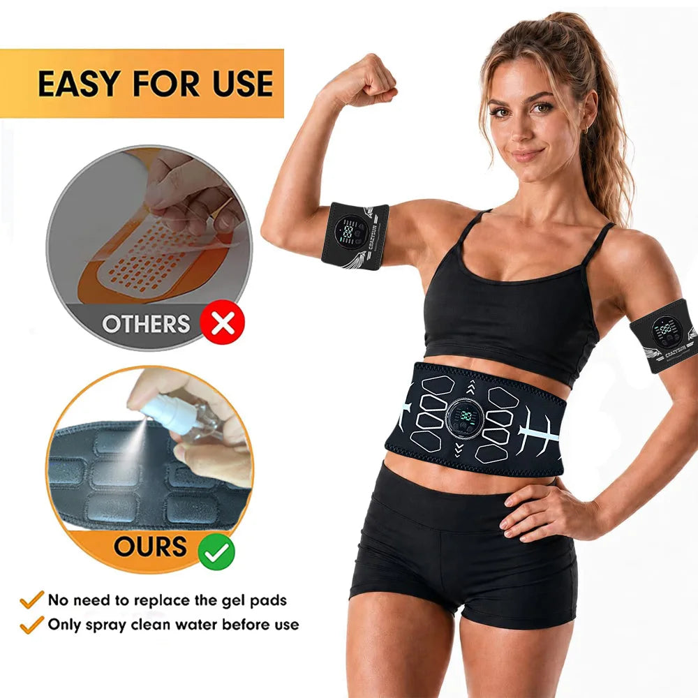 Abdominal Toning Belt Smart Abs Muscle Toner Body Arm Massage Fitness Belt USB Recharge Home Gym Office Workout Equipment Unisex
