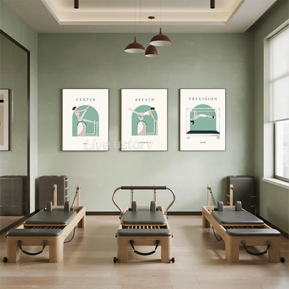 Yoga Asana Line Art Prints Pilates Teaching Posters Modern Minimalist Yoga Poses Canvas Painting Pilates Studio Wall Decor
