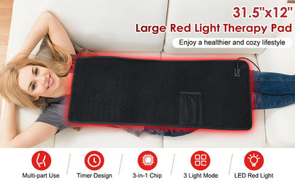Large Red Light Therapy Pad, Dual Chip 660&850 nm Red&Infrared Light Therapy for Body Back Waist Shoulder Knee Joint Pain Relief