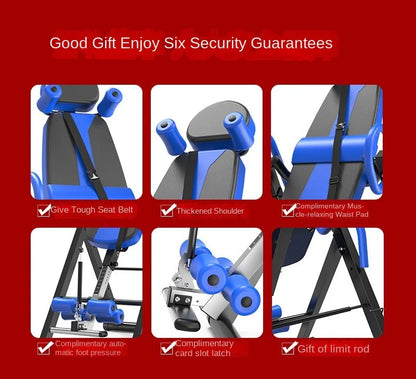 Heavy Duty Inversion Table with Headrest & Adjustable Protective Belt Back Stretcher Machine for Pain Relief Therapy