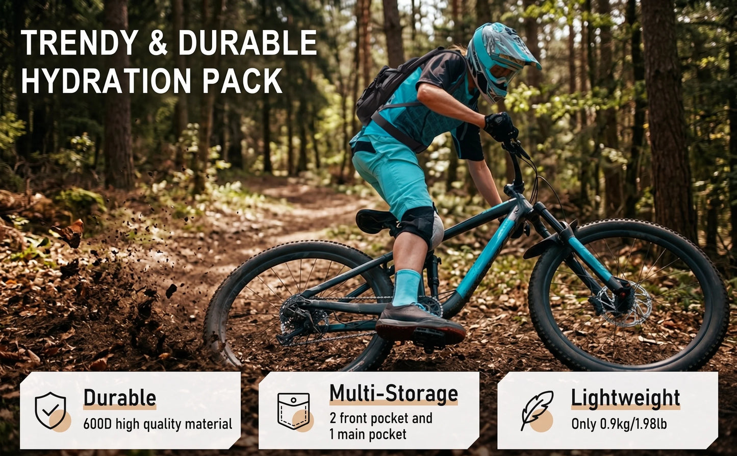 Tactical Hydration Backpack with 3L Water Bladder, Large Capacity Outdoor Hiking Pack for Camping, Cycling and Running