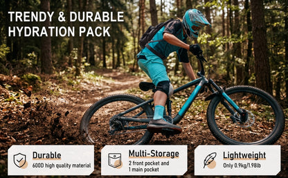 Tactical Hydration Backpack with 3L Water Bladder, Large Capacity Outdoor Hiking Pack for Camping, Cycling and Running