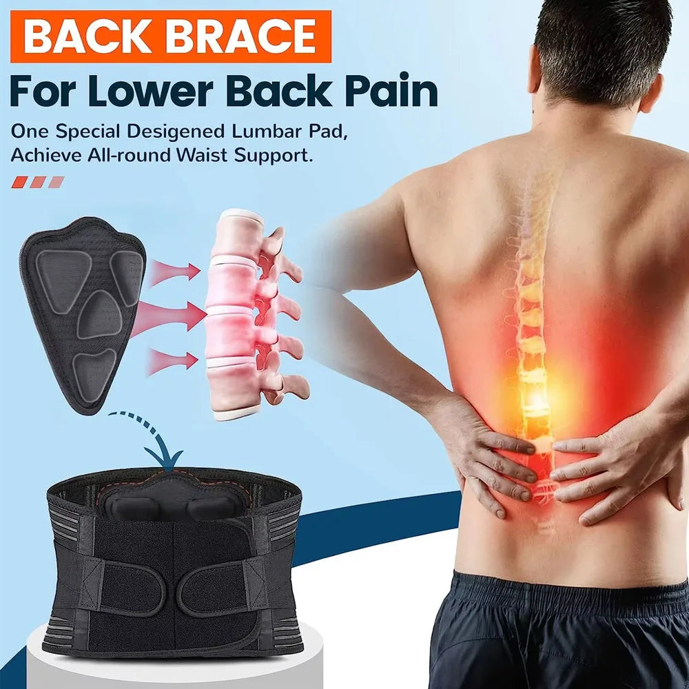 Back Brace for Men & Women - Lower Back Support Belt for Sciatica, Bulging Disc & Pelvic Pain Relief - Adjustable Lumbar Support