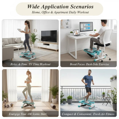 Portable Fitness Stepper with Adjustable Resistance, Hydraulic Drive Mini Stepper for Home Office Workout, LED Display Monitor Steps Time Calories, 330 lbs Capacity, Blue