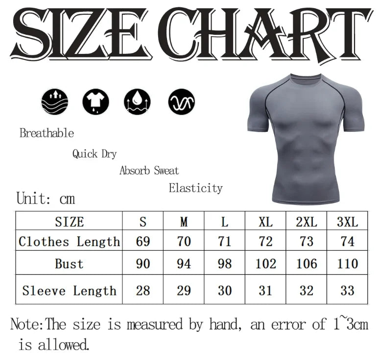 Men's Compression T-Shirt Summer Sportswear Running T shirt Elastic Quick Dry Sport Tops Tee Athletic Gym Workout T Shirts Men