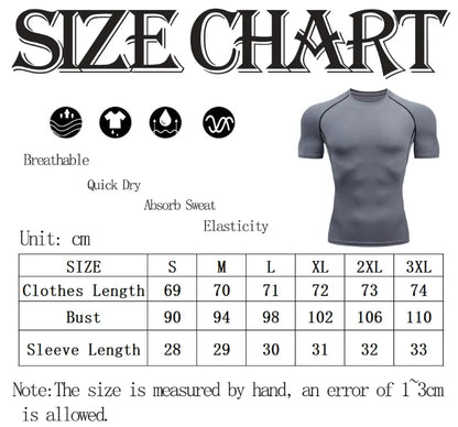 Men's Compression T-Shirt Summer Sportswear Running T shirt Elastic Quick Dry Sport Tops Tee Athletic Gym Workout T Shirts Men