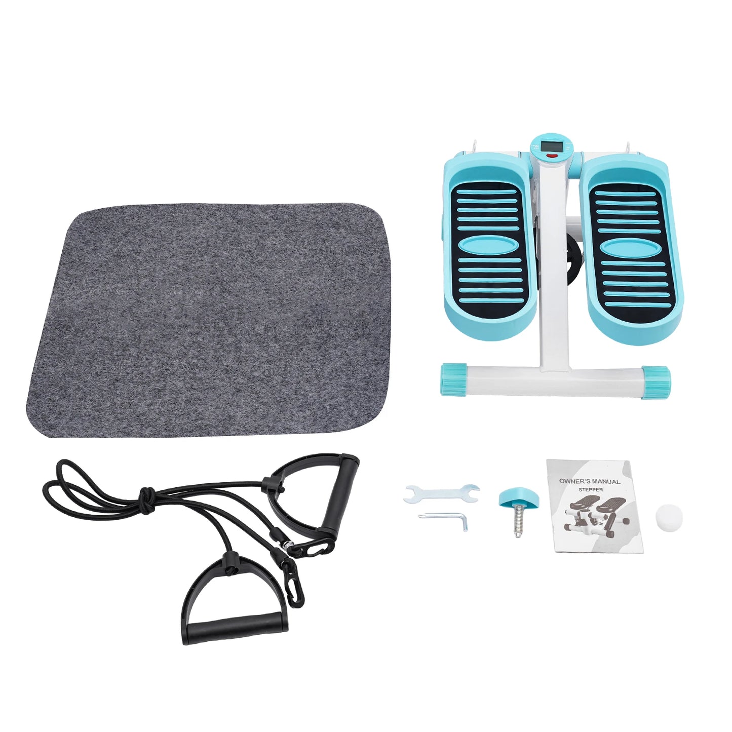 Portable Fitness Stepper with Adjustable Resistance, Hydraulic Drive Mini Stepper for Home Office Workout, LED Display Monitor Steps Time Calories, 330 lbs Capacity, Blue