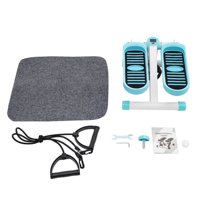 Portable Fitness Stepper with Adjustable Resistance, Hydraulic Drive Mini Stepper for Home Office Workout, LED Display Monitor Steps Time Calories, 330 lbs Capacity, Blue