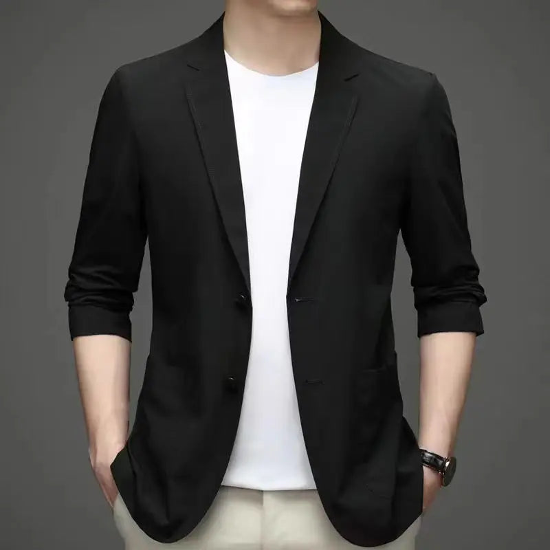 Men's Ice Silk Western-style Clothes Casual Suit Jackets Breathable Sun Protection Coats Lightweight Spring Summer Men Clothing