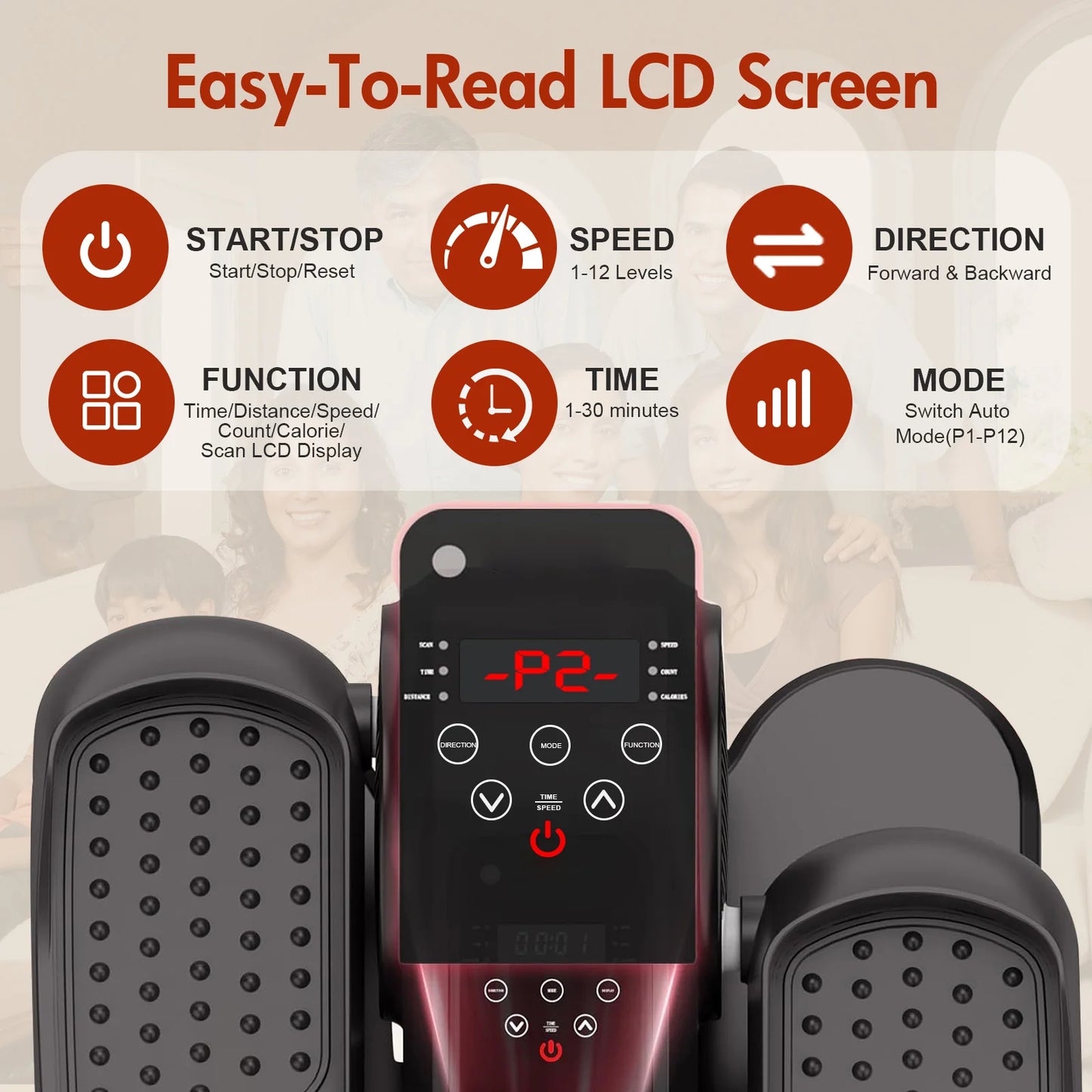 Under Desk Elliptical Machine Portable Mini Leg Exerciser Fully Assembled Quiet Electric Seated Pedal with Remote Control and LCD Display 12 Manual and Automatic Modes for Teens Seniors and Adults