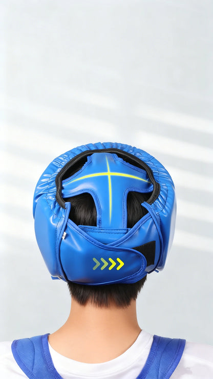 Thickened Full Cover Boxing Headguard PU Leather Shockproof Helmet Muay Thai Sanda Taekwondo Sparring Protective Gear