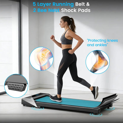 Under Desk Treadmill for Home Office - Compact Electric Mini Running Machine with Remote Control, 0.6-4.0 MPH Speed Adjustable, Slim Portable, Max Load 220 Lbs, Multiple Modes for Small Spaces