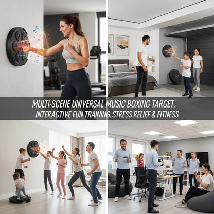 Smart Bluetooth Music Boxing Machine with Gloves, Wall Mounted Electronic Punching Target with LED Lights & Built-in Speaker, 2000mAh Rechargeable for Home Gym Training, Black