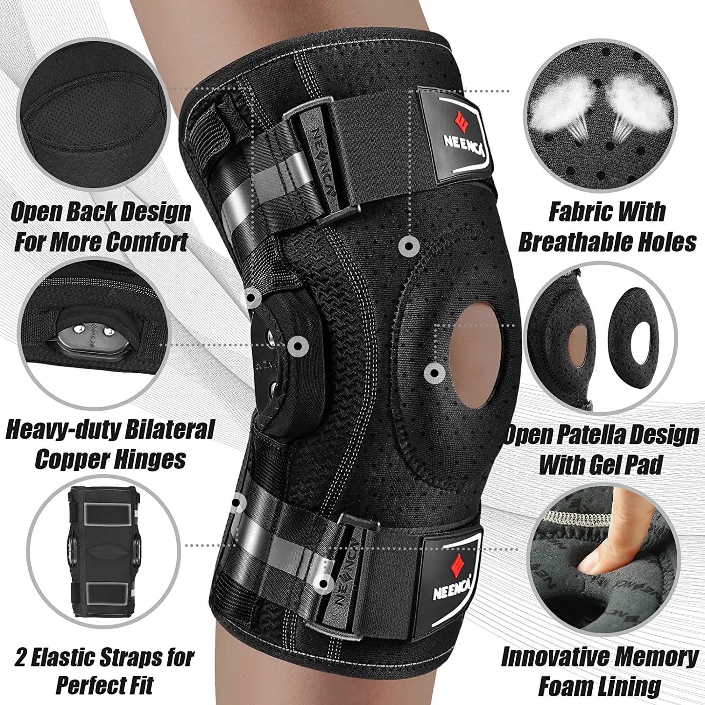 Hinged Knee Brace Dual Side Stabilizers Knee Support for Knee Pain Relief Arthritis Meniscus Tear Injury Recovery ACL MCL PCL