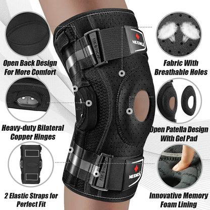 Hinged Knee Brace Dual Side Stabilizers Knee Support for Knee Pain Relief Arthritis Meniscus Tear Injury Recovery ACL MCL PCL