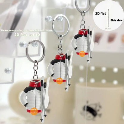 Ski Accessories Pendant Keychain Sports Themed 2D Flat Acrylic Ornament Charms Hanging Decoration for Car Bag Festive Party Gift