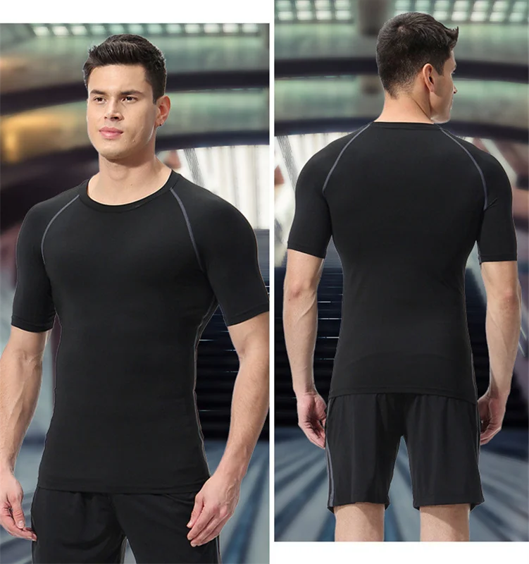 Men's Compression T-Shirt Summer Sportswear Running T shirt Elastic Quick Dry Sport Tops Tee Athletic Gym Workout T Shirts Men